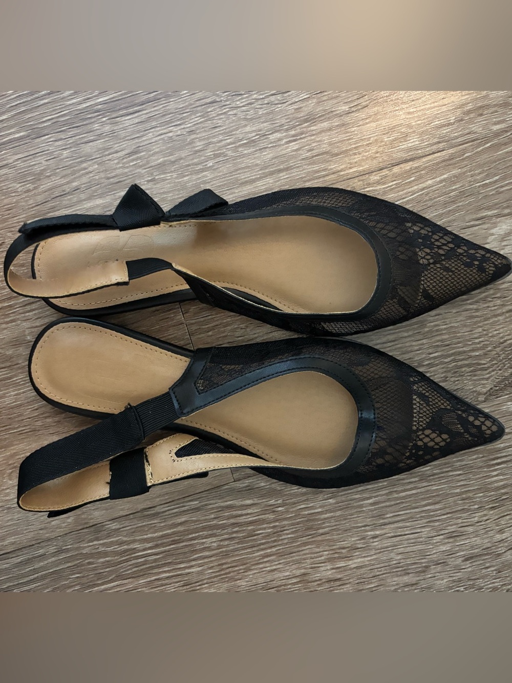 SHEIN black lace bow flats